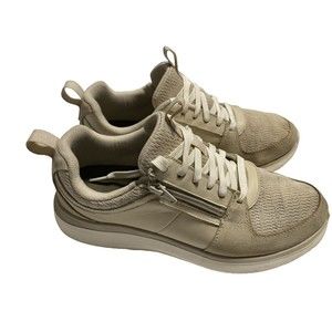 Vionic Athena Comfort Sneakers Walking Athletic Shoes Tan Leather Zip Suede 9.5